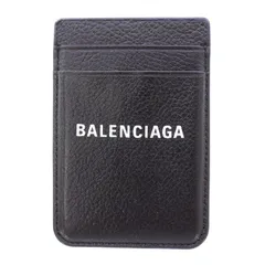 バレンシアガ BALENCIAGA Cash キャッシュマグネットカードホルダー カードケース カード入れ レザー ロゴ プリント コンパクト 黒 ブラック 6758352AAOD1074 /BB ■OH