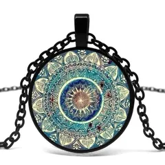 チャクラ ガラス ネックレス ブラック 思想 ヨガ スピリチュアル エネルギー 気 プラーナ 生命力 オーラ ギフト ペア 贈り物 贈りもの 新品