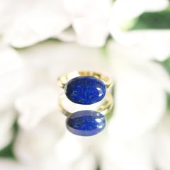 フリーサイズ☆ラピスラズリの14mmカボションリング　～Radka