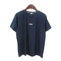 フィラ FILA Tシャツ クルーネック ワンポイント 半袖 M 紺 ネイビー 白 ホワイト 赤 レッド /MS