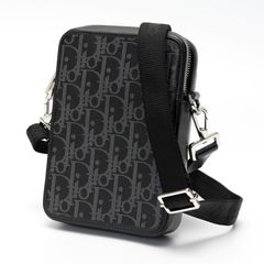 ディオール / DIOR　ストラップ付きジップポーチ / メッセンジャー バッグ　2ESBC265CLP　オブリーク レザー　ブラック 【中古】 商品番号 S-158094