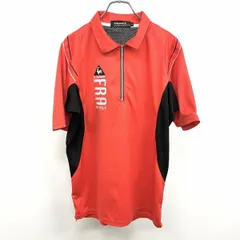 古着 le coq sportif GOLF COLLECTION ルコックスポルティフゴルフコレクション LL XL メンズ ゴルフ ポロシャツ ハーフジップ サイドメッシュ ロゴ刺繍 5分袖 ポリ100% オレンジ系