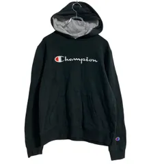 Champion ロゴスウェット パーカー キッズ XL ブラック チャンピオン プルオーバー カンガルーポケット 古着卸 アメリカ仕入 a701-5085