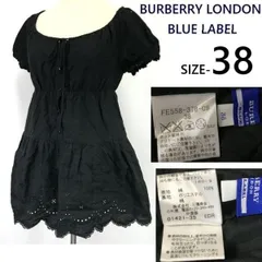 三陽商会★バーバリー/BURBERRY BLUE LABEL★コットンレース/半袖ブラウス/ミニワンピース【38/M程度/黒】Tops/Shirts/dress◆cBH909<sale>