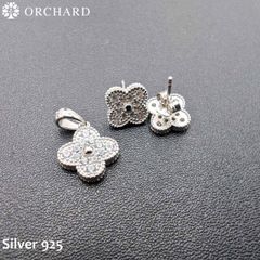 シルバー925 ジルコニア フラワーペンダント＆ピアスセット 華やかな輝き メンズ レディース 高級ジュエリー