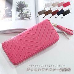 新品　長財布　レディース　タッセルファスナー　レザー　光沢感　メルカリショップ