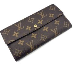 【鑑定済み】正規品 ルイヴィトン LOUIS VUITTON M61734 モノグラム ポルトフォイユ サラ 長財布 PVC ブラウン