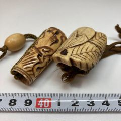 白珊瑚 根付 竹 笹 彫刻 帯飾り チャーム ストラップ アクセサリー
