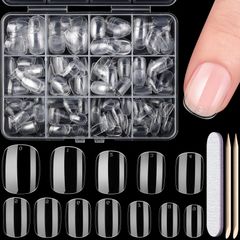 [Limited Quantity] Cute Girls' Nail Tips, Natural Fit Clear False Nails, Girls' Hand Decorations, Kids Nail Decorations, Nail Tips, Nail Supplies, 312-Piece Fake Nail Set, Small, DIY Lither, with Storage Case