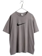【お得なクーポン配布中!】 雰囲気系 00s ナイキ ビッグ スウッシュ プリント 半袖 Tシャツ メンズ XL 古着 オールド 大きいサイズ ロゴ チャコール グレー カットソー