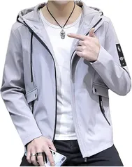 emu's mimi(エムズ ミミ) 上着 メンズ ジップパーカー羽織もの(グレー,  2XL)