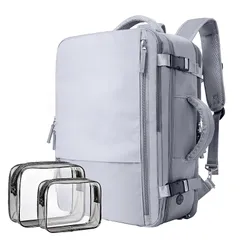 [Pacapet] ビジネスリュック 大容量 メンズ レディース 3way 35L マチ拡張 17インチ バックパック リュックサック ケーブルホール 撥水加工 耐衝撃 多機能 PC 収納多ポケット 機内持ち込み可 ダークグレー (A-ダークグレー)