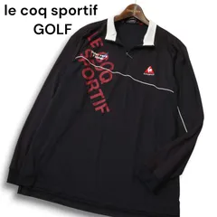 le coq sportif GOLF ルコック スポルティフ ゴルフ 通年 ロゴ刺繍★ 長袖 ハーフジップ ポロシャツ Sz.L メンズ 黒