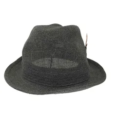 ボルサリーノ Borsalino リネン 中折れハット ロゴ刺繍 羽根 レディース  55cmのサムネイル