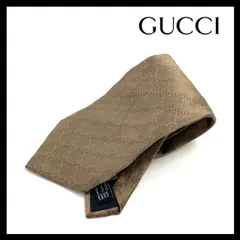 【GUCCI】ネクタイ SILK/シルク 100% ブラウン/茶 ゴールド系 GG柄 総柄 オールドグッチ (MM-571)