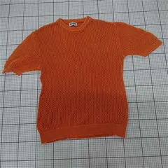 ◇ ⊂ REVIVE リバイヴ 透かし編み ビッグシルエット 半袖 ニット セーター サイズF オレンジ系 レディース E  【1509300010768】