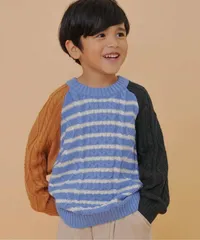 新品　BREEZE（ブリーズ） トップス ニット・セーター　ウォッシャブルニット_マシンウォッシャブル　100㎝　110㎝　120㎝　130㎝　140㎝　ニット　洗える　長袖　子供服　ブルー　セーター