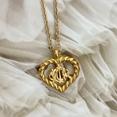 【美品】クリスチャンディオール ネックレス エンブレム ハートモチーフ GPメッキ ゴールド Christian Dior Vintage Heart Shape Necklace Gold Accessories 22197