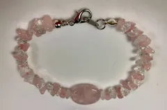 恋愛運ローズクォーツ全体運UPお守水晶細石のブレスレット16㎝新品