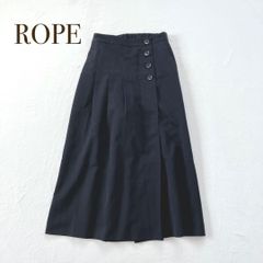 ROPE ロペ【M】ワイドパンツ　ゆったり　プリーツ　フロントボタン　バックゴム　無地