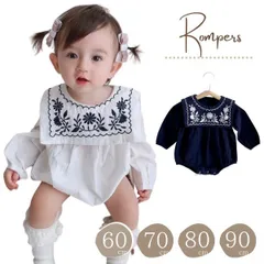 刺繍　長袖　ロンパース　カバーオール　秋　冬　赤ちゃん　ベビー　60 70 80
