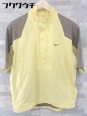 ◇ NIKE ナイキ ハーフジップ 五分袖 プルオーバー サイズＭ イエローブラウン メンズ 【1104010004641】