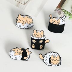 猫 ねこ 猫寿司 ピンバッジ 【５個セット】n1