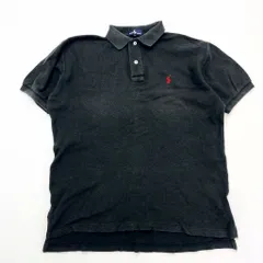 RALPH LAUREN ☆ 古着らしいフェード感◎ 風合い ブラック 半袖 ポロシャツ レディース L アメカジ女子 古着MIX ラルフローレン■A284