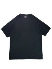 L CHAMPION Champion(チャンピオン) ミニロゴ スポーツ Vネック 半袖Tシャツ 黒