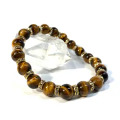 タイガーアイ パワーストーン ブレスレット  8mm （ゴールド）メンズ・レディース　男性・女性　数珠ブレス　開運  [5] 天然石
