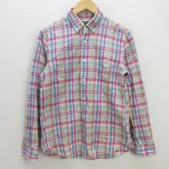 C■日本製■ユナイテッドアローズ/UNITED ARROWS B&Y チェック柄　長袖シャツ/BDシャツ【M】ピンク/MENS■51【中古】■