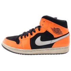 NIKE (ナイキ) AIR JORDAN 1 MID BLACK CONE エアジョーダン1 ブラックコーン ミッドカットスニーカー ブラック/オレンジ US10/28cm