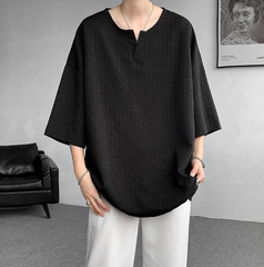Tシャツ メンズ トップス 五分袖 半袖 Vネック シンプル カジュアル 半袖Tシャツ ゆったり 薄手 涼しい 肌触り おしゃれ 夏服 無地 快適 通気性 軽量 運動着 普段着 男女兼用 メンズファッション