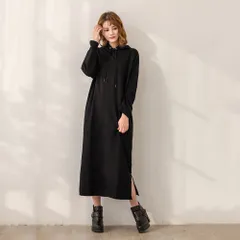☆ ブラック ☆ XXL ☆ パーカーワンピース ykkgg9042 パーカーワンピース レディース ワンピース ワンピ ルームウェア ロングスカート フード付き パーカー 長袖 ロング丈 ロング Aライン 無地 シンプル カジュアル 通勤 通学