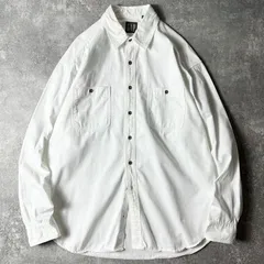90s GAP 無地 コットン ツイル 長袖 ワーク シャツ XL / 90年代 オールド ギャップ ホワイト 白