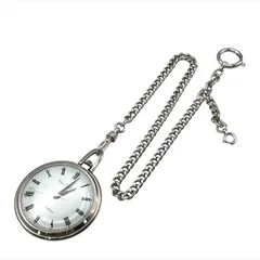 良品 CITIZEN シチズン 懐中時計 アンティーク 手巻き チェーン付き 21石 白文字盤 アナログ ポケット ウォッチ シルバー 稼働品 r210