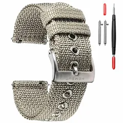 ホワイト_24MM Torbollo 腕時計バンド ナイロン 時計ベルト ナイロンスポーツウォッチストラップ 18202224mm 8穴長さ調整 手首7.2-8.4インチフィット クイックリリース 通気交換用ベルト