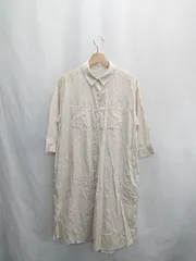 ◇ ⊂ GLOBAL WORK グローバルワーク フレンチリネン 長袖 ロング シャツワンピース サイズL ベージュ レディース E  【1502060047814】