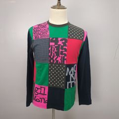 MICHEL KLEIN homme ミッシェルクラン オム カットソー　クレージーパターン　ネイビー　Mサイズ相当　ロングTシャツ