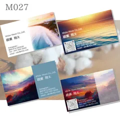 ♦︎♢M027 men　男性用名刺　メンズ　名刺　ショップカード　セミオーダー　名刺作成　片面100枚　アウトドア　海　夕日　山　紳士　デザイナー　ＱＲコード無料　オーダーメイド