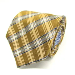 タカキュー ブランド ネクタイ チェック柄 格子柄 コットン PO メンズ イエロー TAKA Q 【中古】