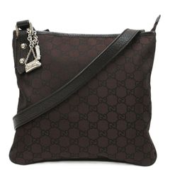 GUCCI グッチ GG ショルダーバッグ サコッシュ 斜め掛けショルダー キャンバス レザー GG柄 キャンバス チャーム付 ブラウン レディース 268620 ★2873 B0004-0604④