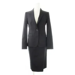 バーバリー ロンドン BURBERRY LONDON セットアップ スーツ テーラードジャケット タイトスカート ウール シャドーストライプ 36 S 黒 ブラック /CK2 ■GY18