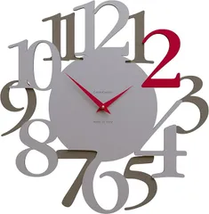 CalleaDesign イタリア工房の熟練職人による手作り掛時計 壁掛け時計 Russell ルビーレッド サイズ44x45cm MADE IN ITALY イタリア製 おしゃれ 静音 木製 一生もの ギフト(ルビー)