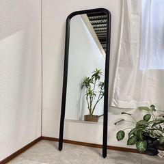 ミラー 鏡 幅40cm 立て掛け 姿鏡 全身鏡 天然木 北欧 ミラー 完成品 スーク ブラック アウトレット 現品限り 70527A