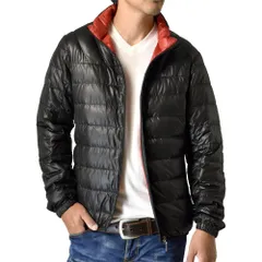 ダウンジャケット 《01ブラック×レッド》 新品 未使用 アウトドア 切替配色 Vキルト 軽量 撥水 防風 透湿 ライト【F1A】 ファッション