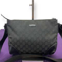 GUCCI グッチ ショルダーバッグ GGキャンバス/レザー 黒 ブラック【中古】 レディース