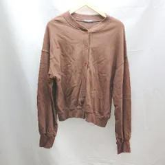 ◇ GOGOSING クルーネック 前ボタン スウェット 長袖 ジャケット カーディガン トレーナー 記載なし ブラウン レディース E  【1304050028236】