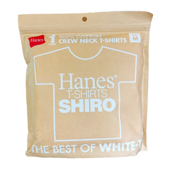 Hanes ヘインズ SHIRO クルーネックTシャツ Mサイズ ホワイト 綿100% 厚手 丸胴タグレス HM1-X201 メンズ 白T 無地Tシャツ