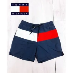 『TOMMY HILFIGER ラージフラッグ スイムショーツ』夏のマストアイテム フラッグデザイン スイムパンツ : S,Mサイズ
